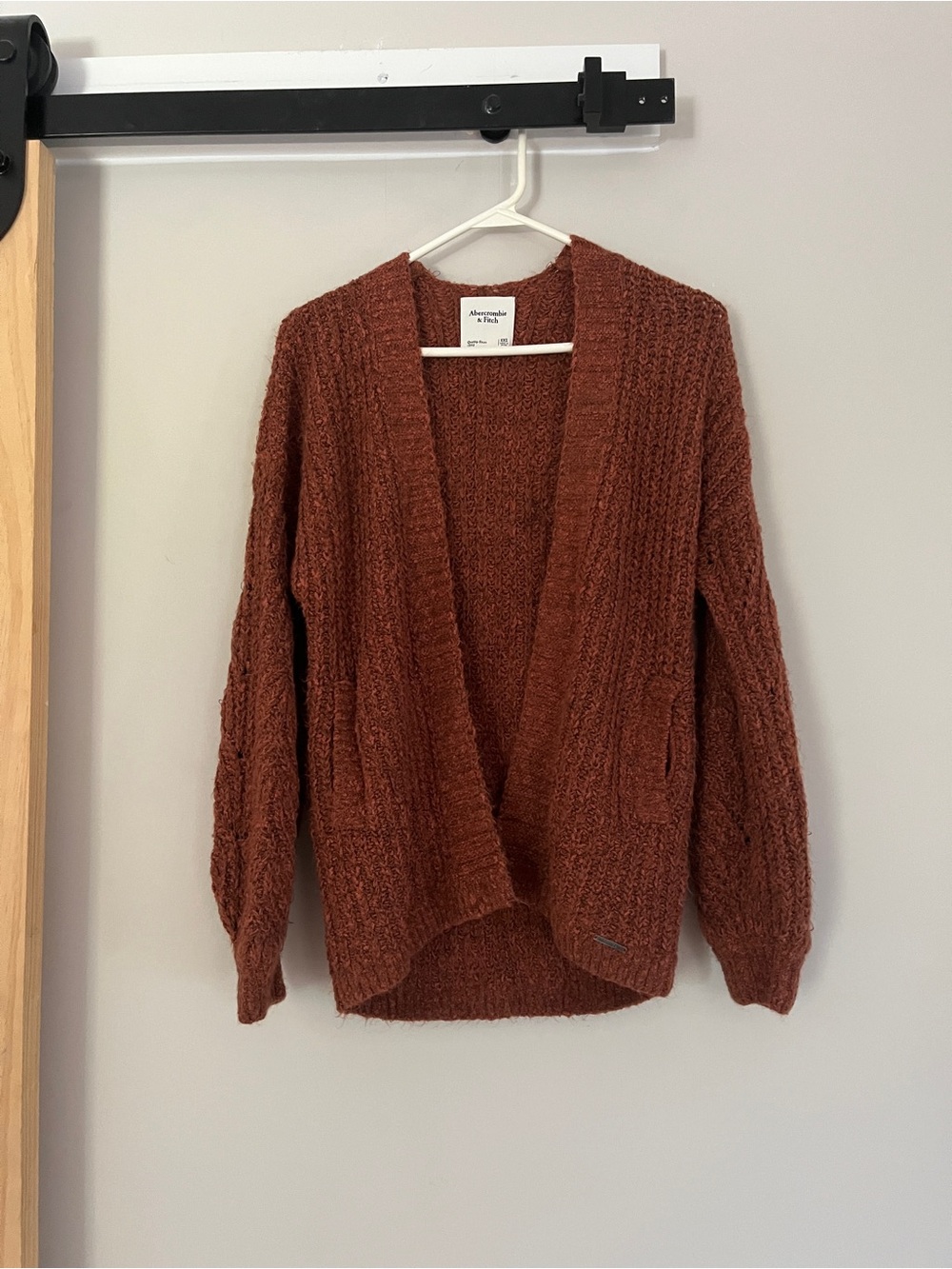 Abercrombie & Fitch Burnt Orange Open-Front Chunky Cardigan